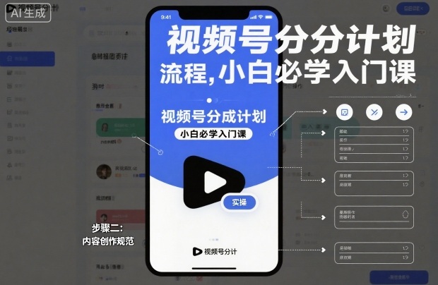 视频号分成计划实操流程,小白必学入门课-轻创终点站