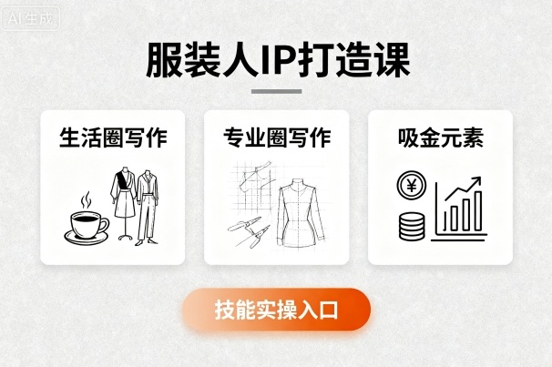 服装人IP打造课，文案创富+生活圈写作+专业圈写作+服装人专属+吸金元素+技能实操-轻创终点站