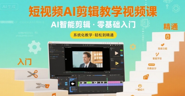 短视频AI剪辑教学视频课，入门到精通-轻创终点站