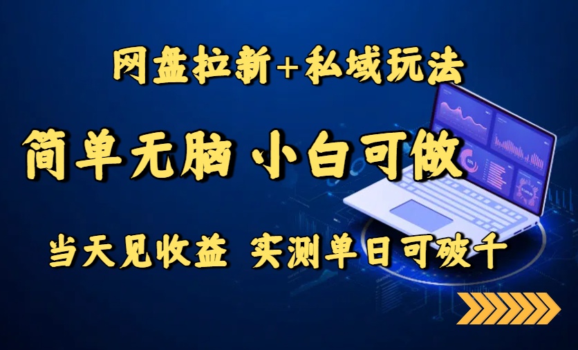 网盘拉新+私域玩法，简单无脑，小白可做，当天见收益，实测单日可破千-轻创终点站