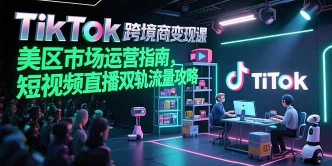 TikTok跨境电商变现课，美区市场运营指南，短视频直播双轨流量攻略-轻创终点站