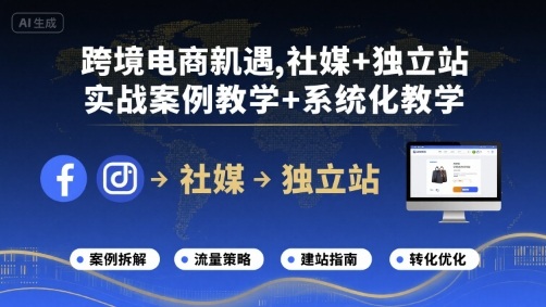 跨境电商新机遇，社媒+独立站，实战案例教学+系统化教学-轻创终点站