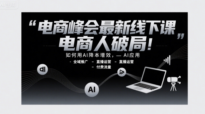 电商峰会最新线下课，电商人破局，如何用AI降本增效，AI应用-全域推广-直播运营-付费流量-轻创终点站