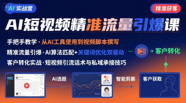 AI+短视频引爆精准客户实战营，手把手教你引爆Ai短视频精准流量-轻创终点站