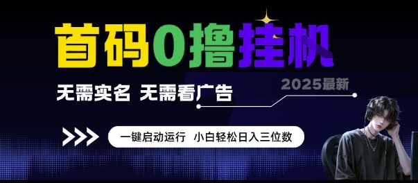 首码0撸挂G项目，无需实名无需看广告 一键启动运行，小白轻松日入三位数【揭秘】-轻创终点站