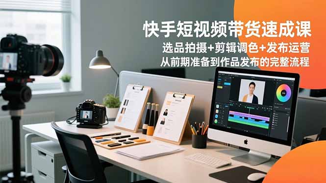 快手短视频带货速成课,选品拍摄+剪辑调色+发布运营,从前期准备到作品发布的完整流程-轻创终点站