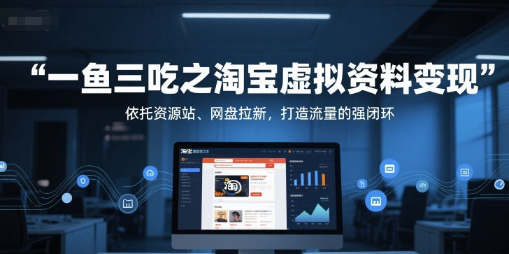 一鱼三吃之淘宝虚拟资料变现，依托资源站、网盘拉新，打造流量的强闭环-轻创终点站