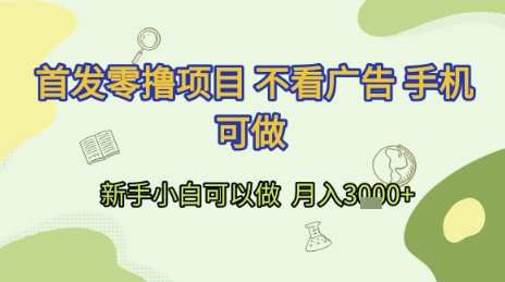 首发零撸项目 不看广告 手机可做 新手小白可以做  月入3k+【揭秘】-轻创终点站