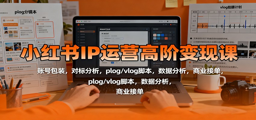 小红书IP运营高阶变现课：账号包装，对标分析，plog/vlog脚本，数据分析，商业接单-轻创终点站