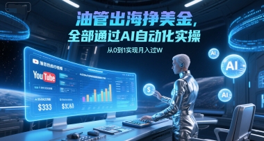 油管出海挣美金，全部通过AI自动化实操，从0到1实现月入过W-轻创终点站