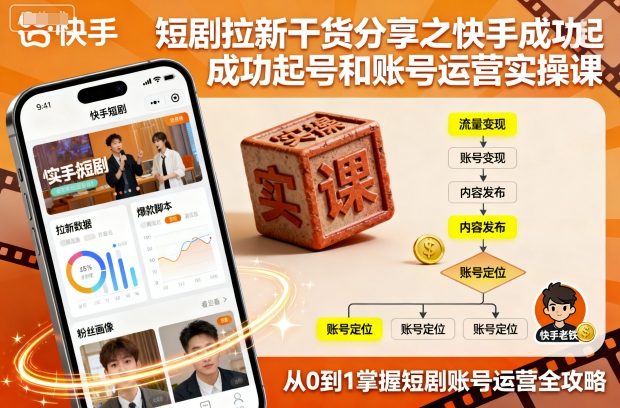 短剧拉新干货分享之快手成功起号和账号运营实操课-轻创终点站