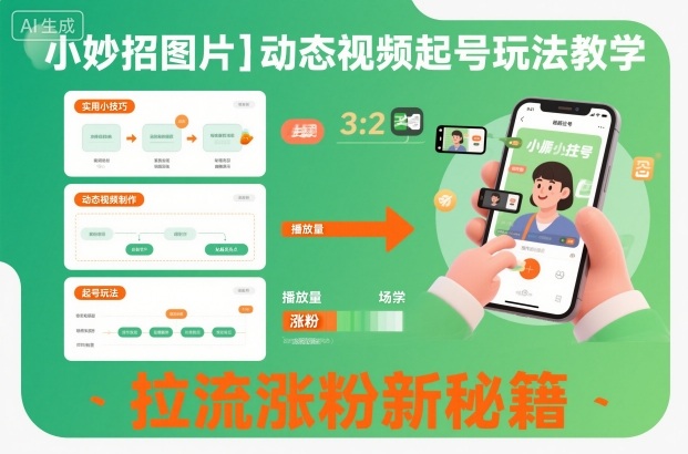 小妙招图片＋动态视频起号玩法教学，拉流涨粉新秘籍-轻创终点站