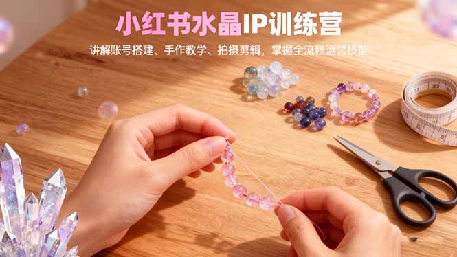 小红书水晶IP训练营，讲解账号搭建、手作教学、拍摄剪辑，全流程运营技能-轻创终点站
