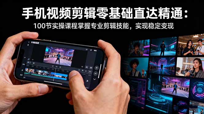 手机视频剪辑零基础直达精通：100节实操课程掌握专业剪辑技能，实现稳…-轻创终点站