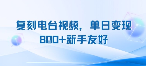 复刻电台视频，单日变现8张+新手友好，长期可做-轻创终点站