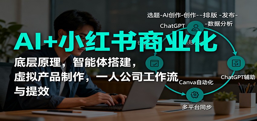AI+小红书商业化，底层原理，智能体搭建，虚拟产品制作，一人公司工作流与提效-轻创终点站