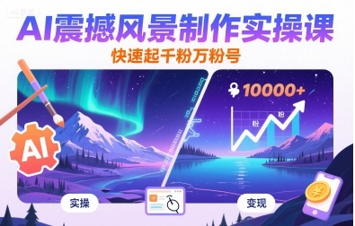 AI震撼风景制作实操课，快速起千粉万粉号-轻创终点站