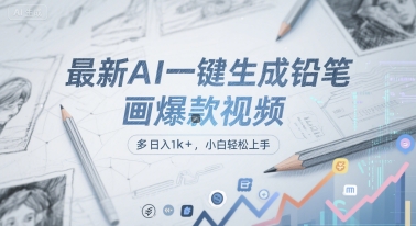 最新AI一键生成铅笔画爆款视频，多平台分发，日 入1k+，小白轻松上手【揭秘】-轻创终点站