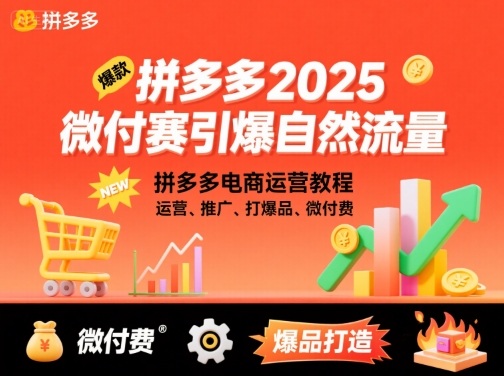 拼多多2025微付赛引爆自然流量，拼多多电商运营教程，运营、推广、打爆品、微付费-轻创终点站
