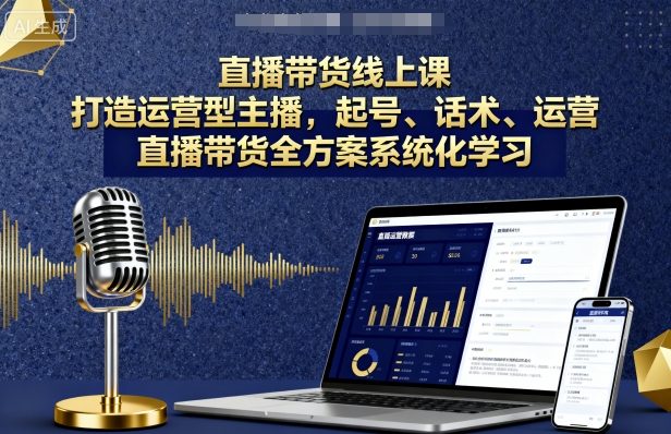 直播带货线上课，打造运营型主播，起号、话术、运营，直播带货全方案系统化学习-轻创终点站