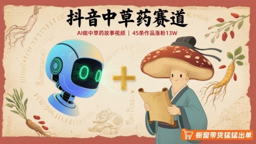 抖音中草药赛道，用AI做中草药故事视频，45条作品涨粉13W，橱窗带货猛猛出单-轻创终点站