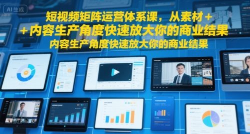 短视频矩阵运营体系课，从素材+内容生产角度快速放大你的商业结果-轻创终点站