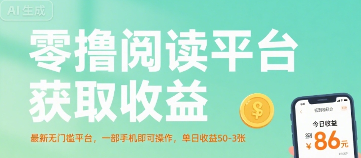 零撸阅读平台获取收益，最新无门槛平台，一部手机即可操作，单日收益50-3张【揭秘】-轻创终点站