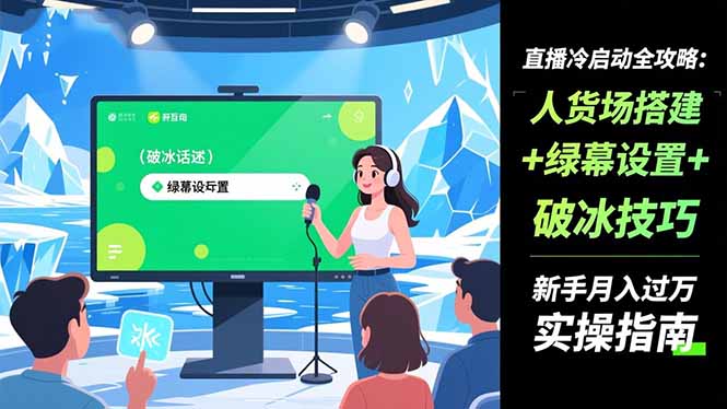 直播冷启动全攻略:人货场搭建+绿幕设置+破冰技巧，新手月入过万实操指南-轻创终点站