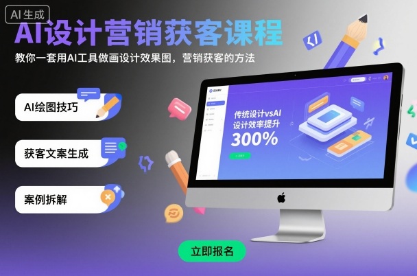 AI设计营销获客课程，教你一套用AI工具做画设计效果图，营销获客的方法-轻创终点站