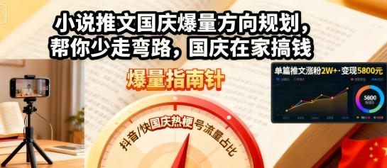 小说推文国庆爆量方向规划，帮你少走弯路，国庆在家搞钱-轻创终点站