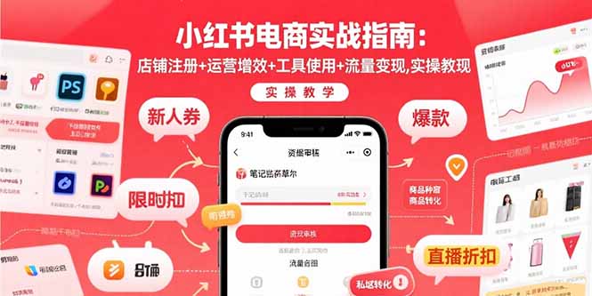 小红书电商实战指南：店铺注册+运营增效+工具使用+流量变现，实操教学-轻创终点站