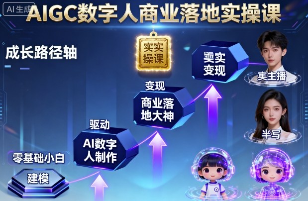 AIGC数字人商业落地实操课，从零基础小白到AI数字人大神-轻创终点站