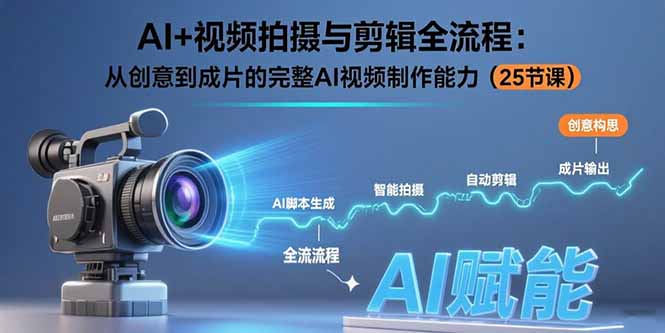 AI+视频拍摄与剪辑全流程：从创意到成片的完整AI视频制作能力(25节课-轻创终点站