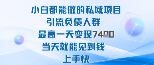 2025年小白都能做的私域项目引流负债人群最高一天变现1k+高变现难度低当天就能见到钱上手快-轻创终点站