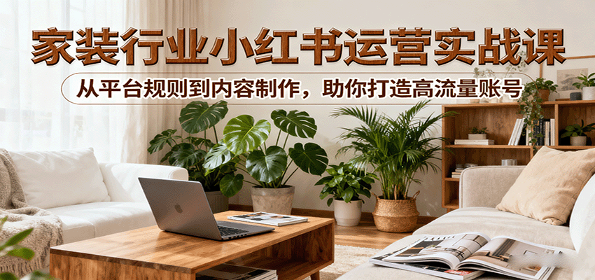 小红书家装行业运营实战课：从平台规则到内容制作，助你打造高流量账号-轻创终点站