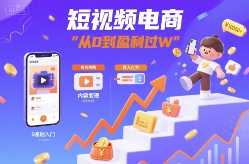 短视频电商：短视频变现从0到盈利过W-轻创终点站