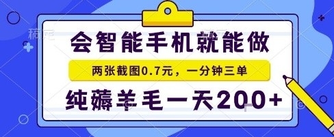手机项目，二十秒一单，纯薅羊毛一天2张+做就有【揭秘】-轻创终点站