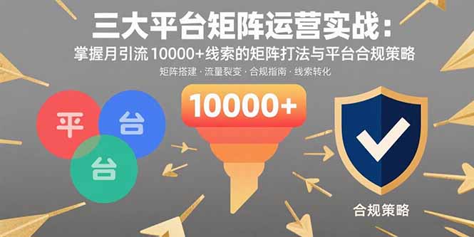 三大平台矩阵运营实战：掌握月引流10000+线索的矩阵打法与平台合规策略-轻创终点站