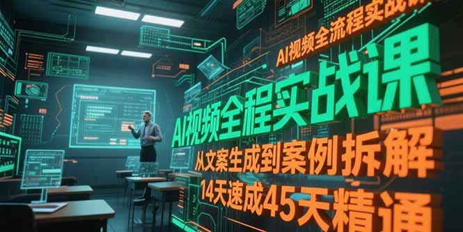 AI视频全流程实战课，从文案生成到案例拆解，14天速成45天精通-轻创终点站