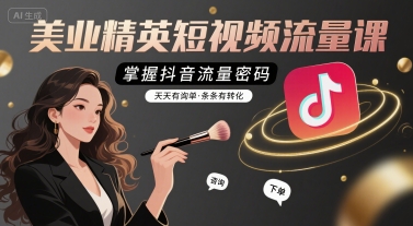 美业精英短视频流量课，掌握抖音流量密码，天天有询单，条条有转化-轻创终点站