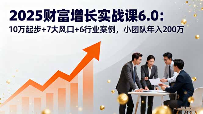 2025财富增长实战课6.0：10万起步+7大风口+6行业案例，小团队年入200万-轻创终点站