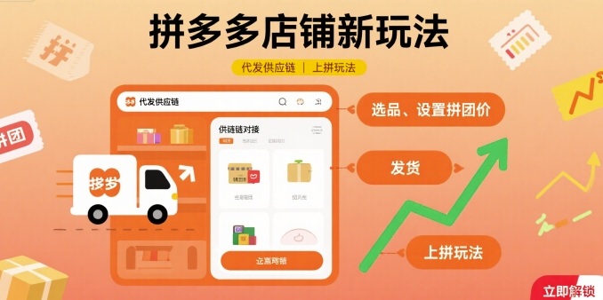 拼多多店铺新玩法，代发供应链上拼玩法-轻创终点站