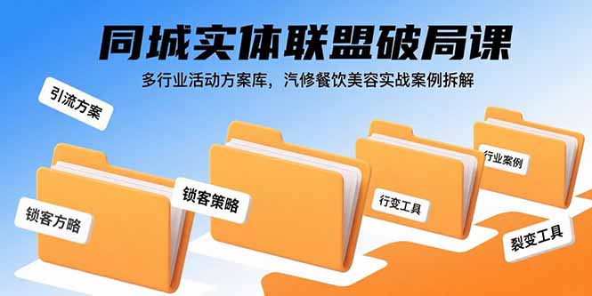 同城实体联盟破局课，多行业活动方案库，汽修餐饮美容实战案例拆解-轻创终点站