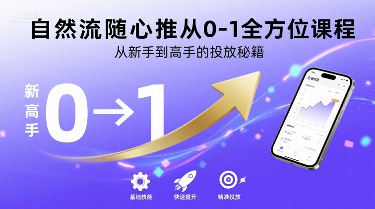 自然流随心推从0-1全方位课程，从新手到高手的投放秘籍-轻创终点站