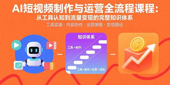 AI短视频制作与运营全流程课程：从工具认知到流量变现的完整知识体系-轻创终点站