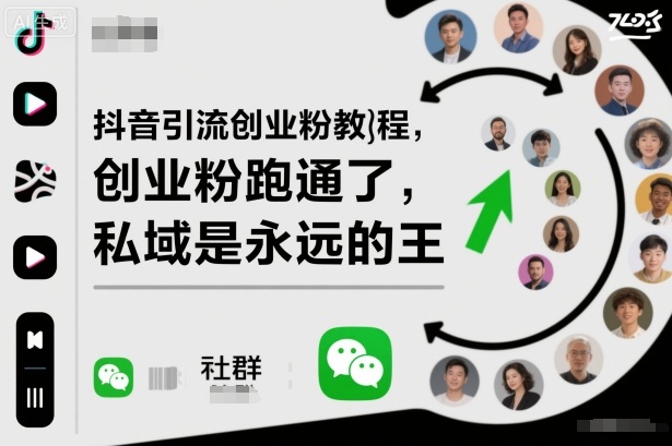 抖音引流创业粉教程，创业粉终于跑通了，私域是永远的王-轻创终点站