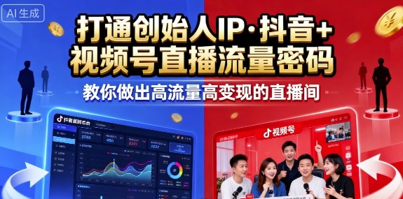 25年直播9-10两期线下课，打通创始人IP，抖音+视频号直播流量密码，教你做出高流量高变现的直播间-轻创终点站