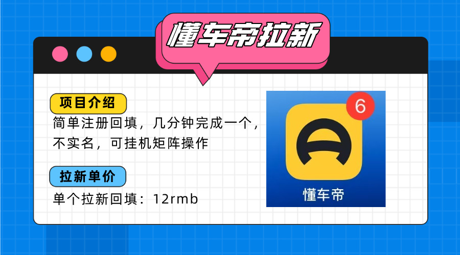 懂车帝邪修拉新玩法，简单注册回填，不sm，单个拉新12rmb，轻松日入200+-轻创终点站