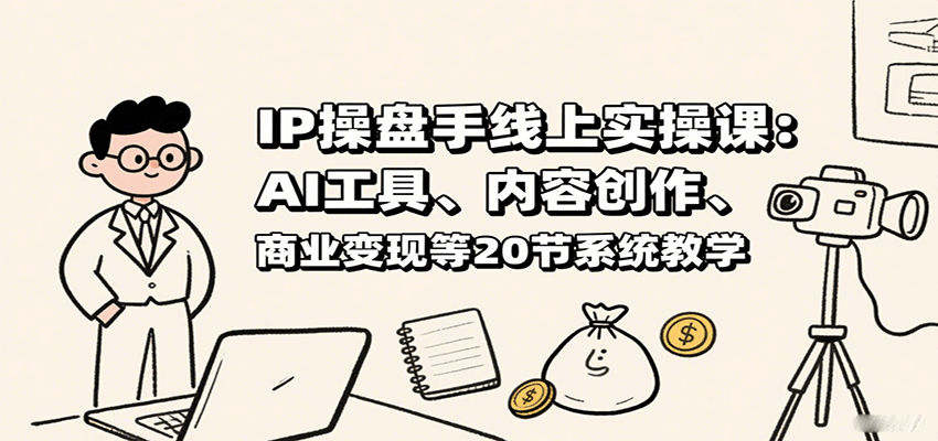 IP操盘手线上实操课：AI工具、内容创作、商业变现等20节系统教学-轻创终点站