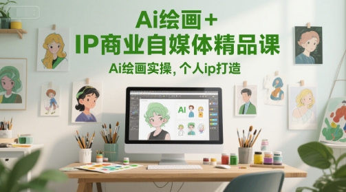 Ai绘画+IP商业自媒体精品课，Ai绘画实操，个人ip打造-轻创终点站